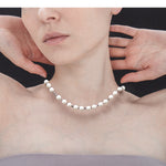 Somewhere between grey and white pearl necklace (8mm) [unisex] - fasfas