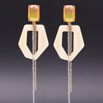 Geometric funky dramatique earrings beige(clip-on earrings) - fasfas