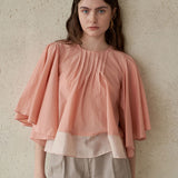 Cape sleeve pintucked blouse