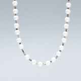 Somewhere between grey and white pearl necklace (8mm) [unisex] - fasfas