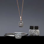 Onyx grey druzy agate earrings(clip-on earrings) - fasfas