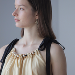 Black ribbon loose fit shirring maxi dress - fasfas