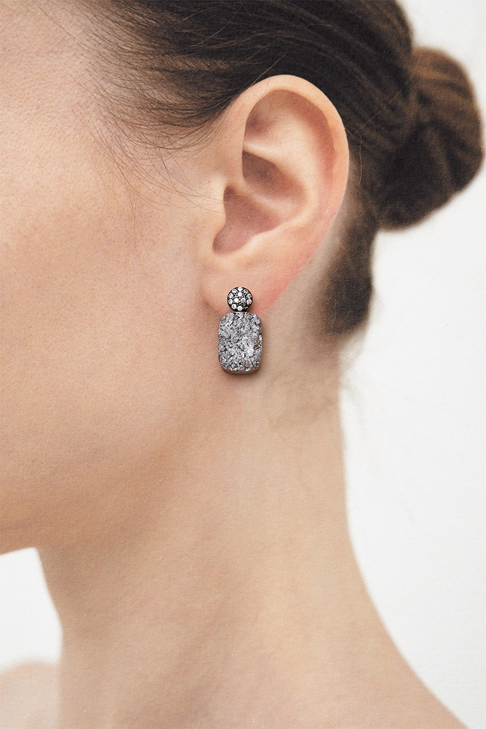 15mm grey druzy agate earrings(clip-on-option) - fasfas
