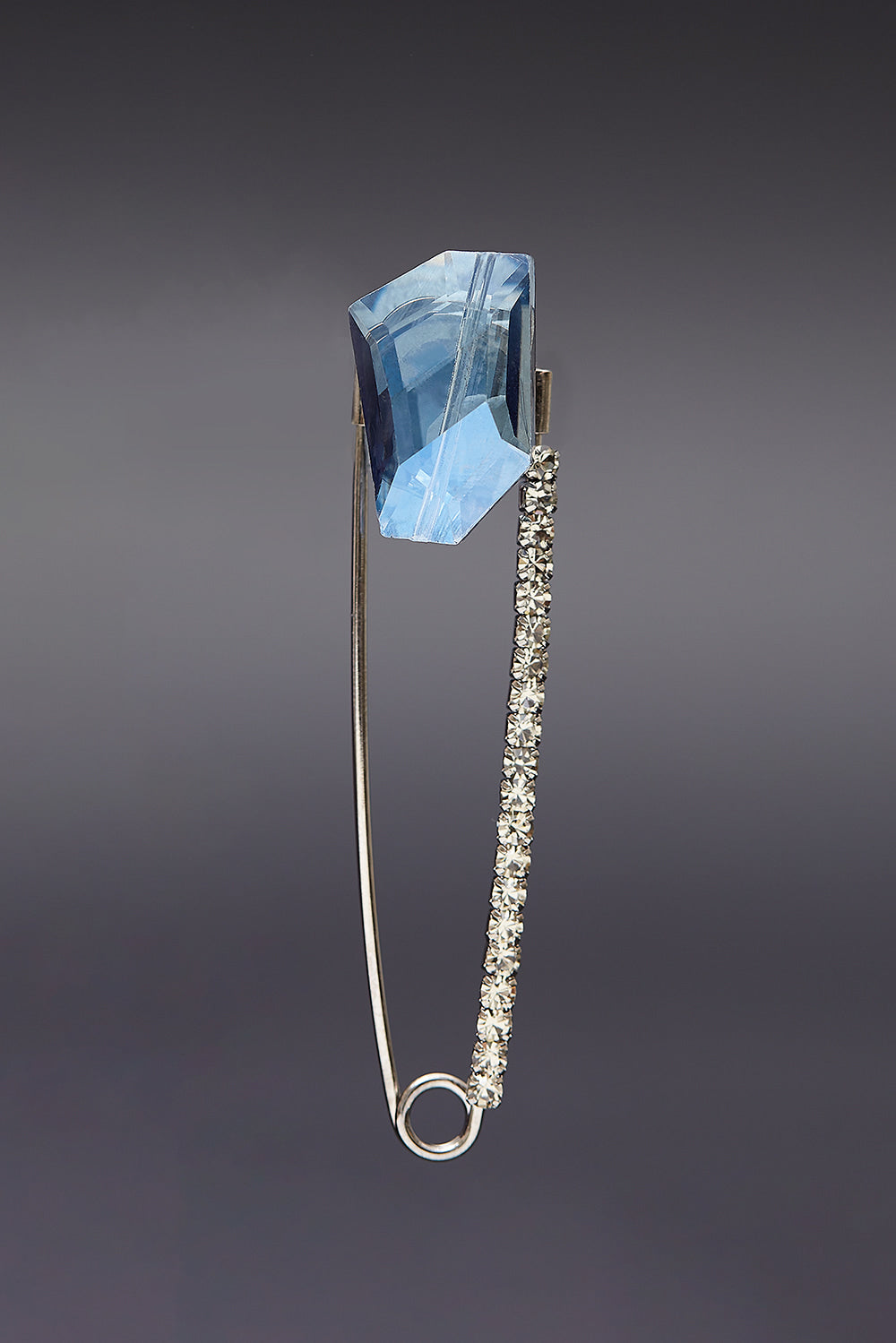Blue crystal safety pin brooch - fasfas