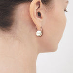 White pearl oval hoop earrings - fasfas