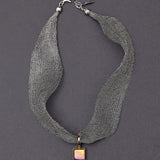Mookaite grey mesh choker necklace - fasfas