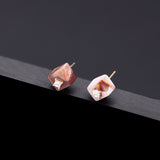 8mm cube mookaite core poise earrings(clip-on earrings) - fasfas