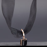 Onyx silk choker necklace (3cm) - fasfas