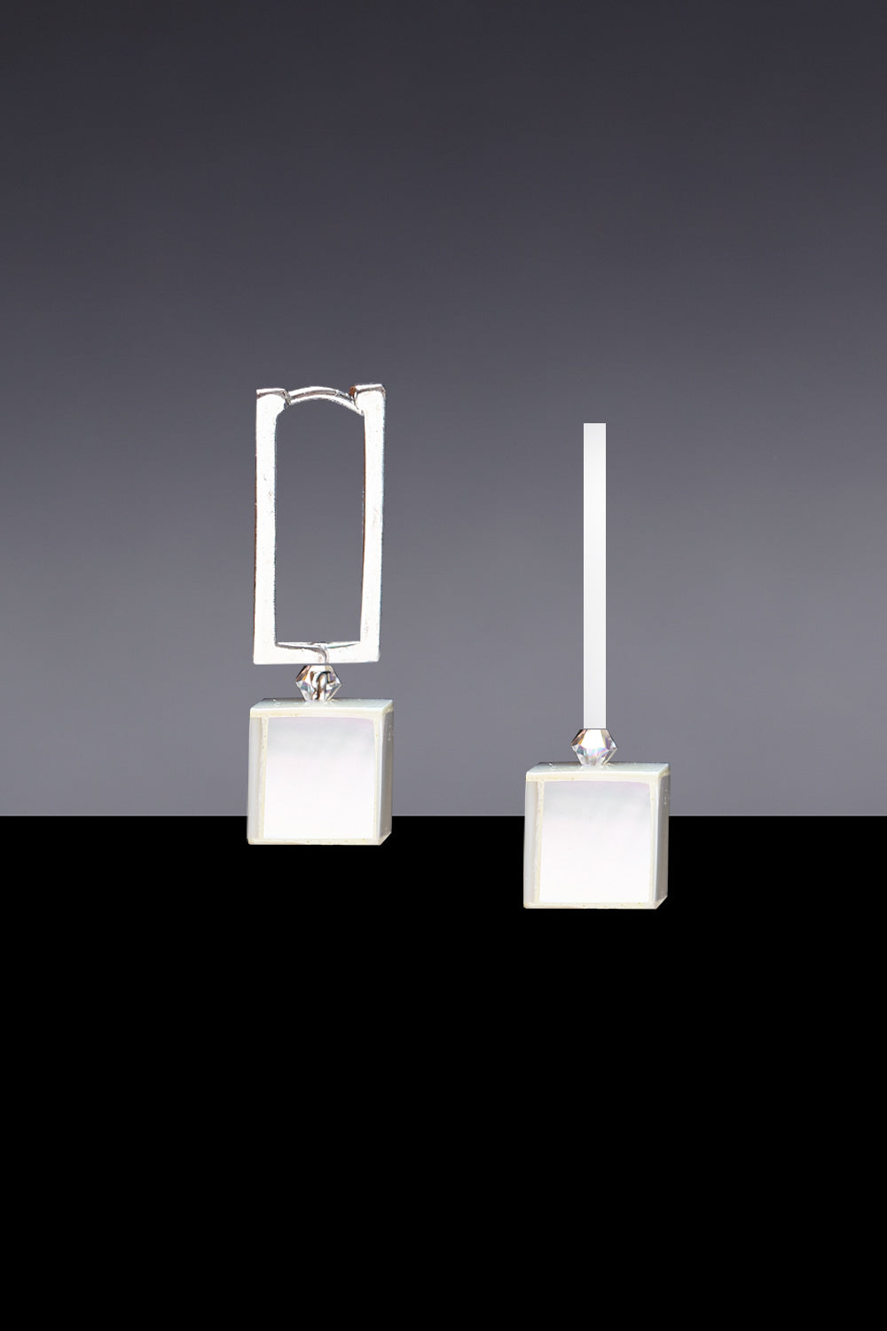 Mother of pearl sqaure hoop earrings - fasfas