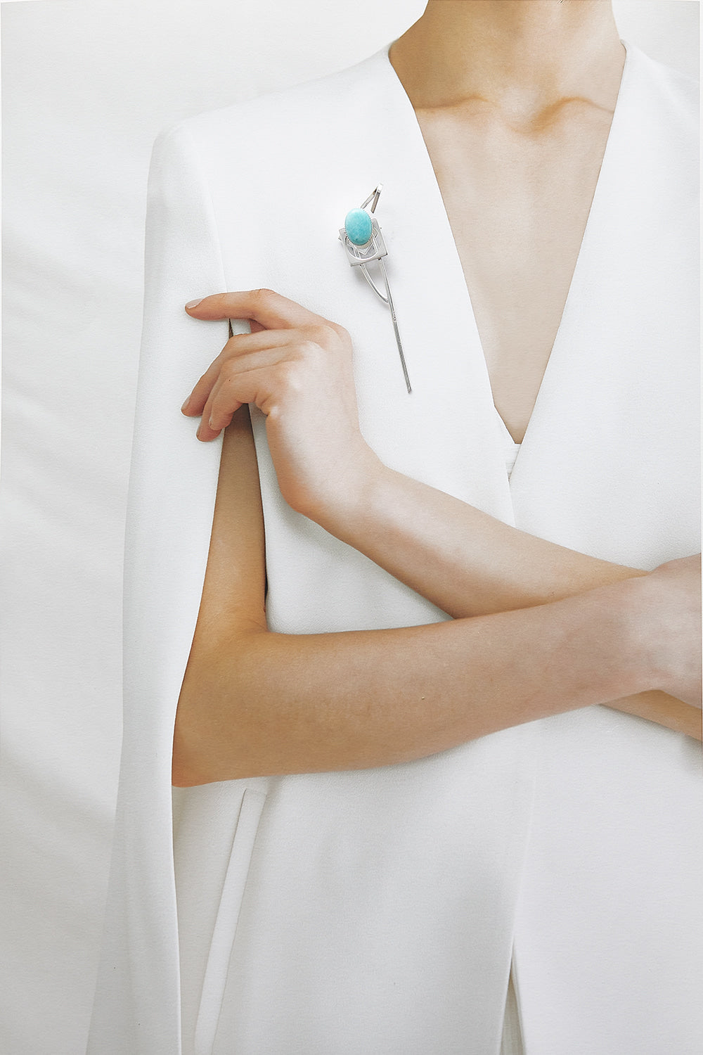 Amazonite theoria brooch silver - fasfas