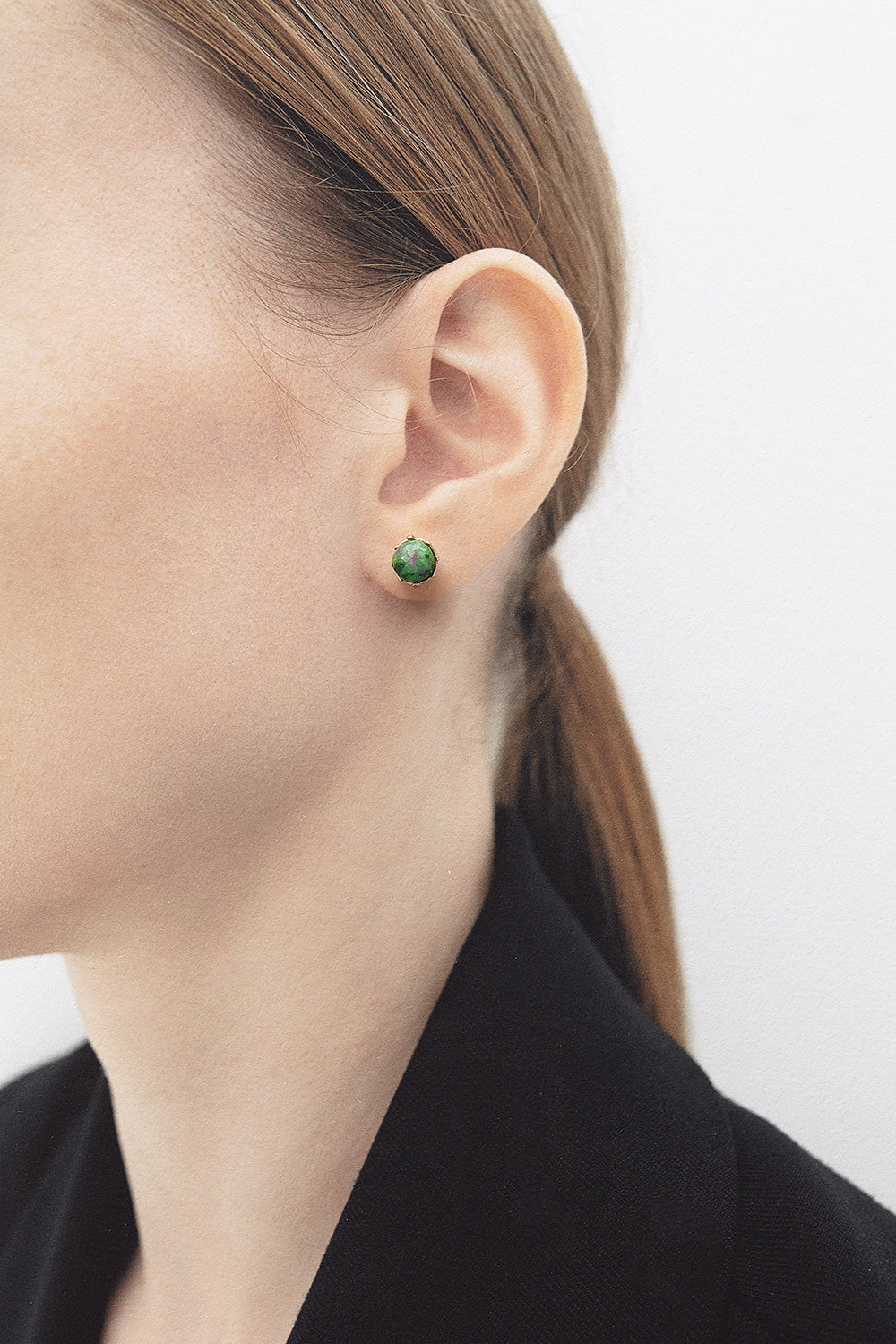 8mm rubyzoisite core earrings(clip-on-option) - fasfas