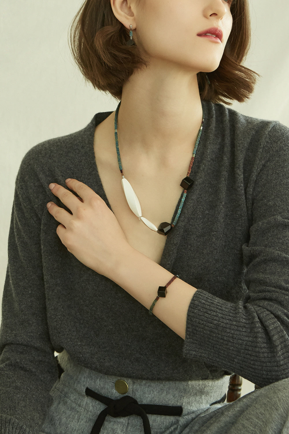 Heart-scouring tear neckpiece bluish green - fasfas