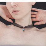 Apatite silk choker necklace (2cm) - fasfas