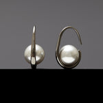 Grey pearl oval hoop earrings - fasfas
