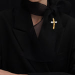 Cross brooch silver,gold - fasfas