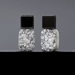 Onyx grey druzy agate earrings(clip-on earrings) - fasfas