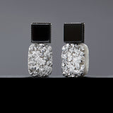Onyx grey druzy agate earrings(clip-on earrings) - fasfas