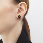 6mm cube onyx core poise earrings(clip-on-option) - fasfas