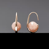 Peachmoonstone oval hoop earrings - fasfas