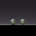8mm rubyzoisite core earrings(clip-on-option) - fasfas