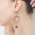 Cherry tiger eyes hexagon earrings(clip-on earrings) - fasfas