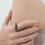 [925 Silver] God shaped hole ring black - fasfas