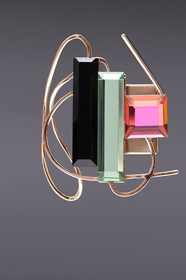 Dancing objet no.9 petit brooch green - fasfas