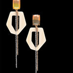 Geometric funky dramatique earrings beige(clip-on earrings) - fasfas