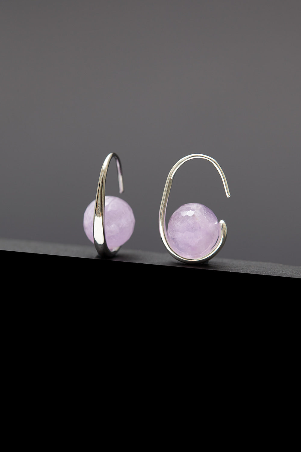 Lavender amethyst oval hoop earrings - fasfas