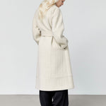 Nouvel collarless wool coat ivory sand - fasfas