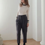 Hochtaillierte Woll-Baggy-Hose