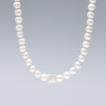 8mm texture white pearl necklace - fasfas