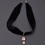 Mookaite velvet choker necklace (2.5cm) - fasfas