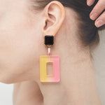 Square funky dramatique earrings(clip-on earrings) - fasfas