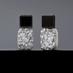 Onyx grey druzy agate earrings(clip-on earrings) - fasfas