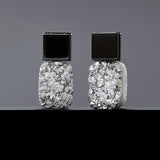 Onyx grey druzy agate earrings(clip-on earrings) - fasfas