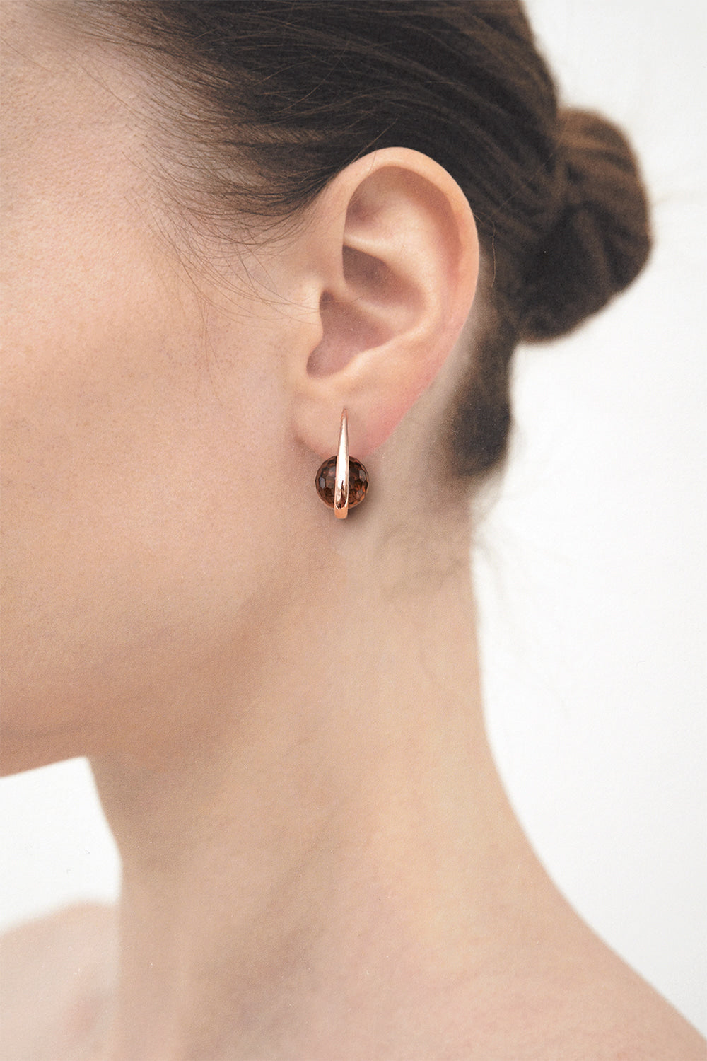 Smokyquartz oval hoop earrings - fasfas