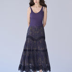 A-line silk tiered long skirt - fasfas