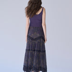 A-line silk tiered long skirt - fasfas