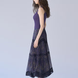 A-line silk tiered long skirt - fasfas