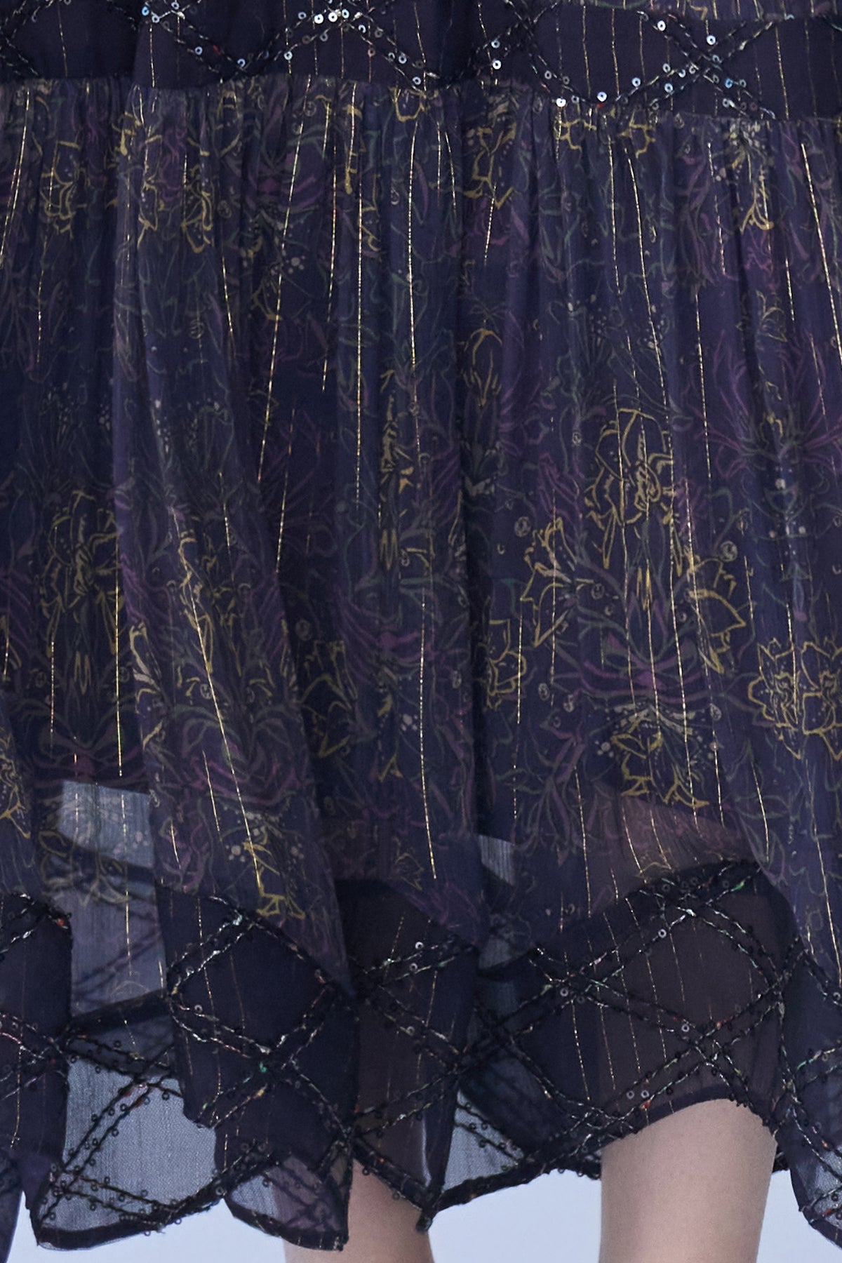 A-line silk tiered long skirt - fasfas