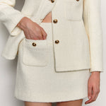 Alpaca wool blended boucle tweed mini skirt ivory - fasfas