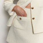 Alpaca wool blended boucle tweed mini skirt ivory - fasfas