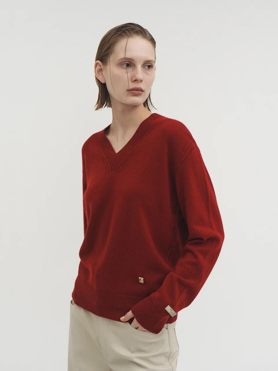 Anouk vneck sweater maroon red - fasfas