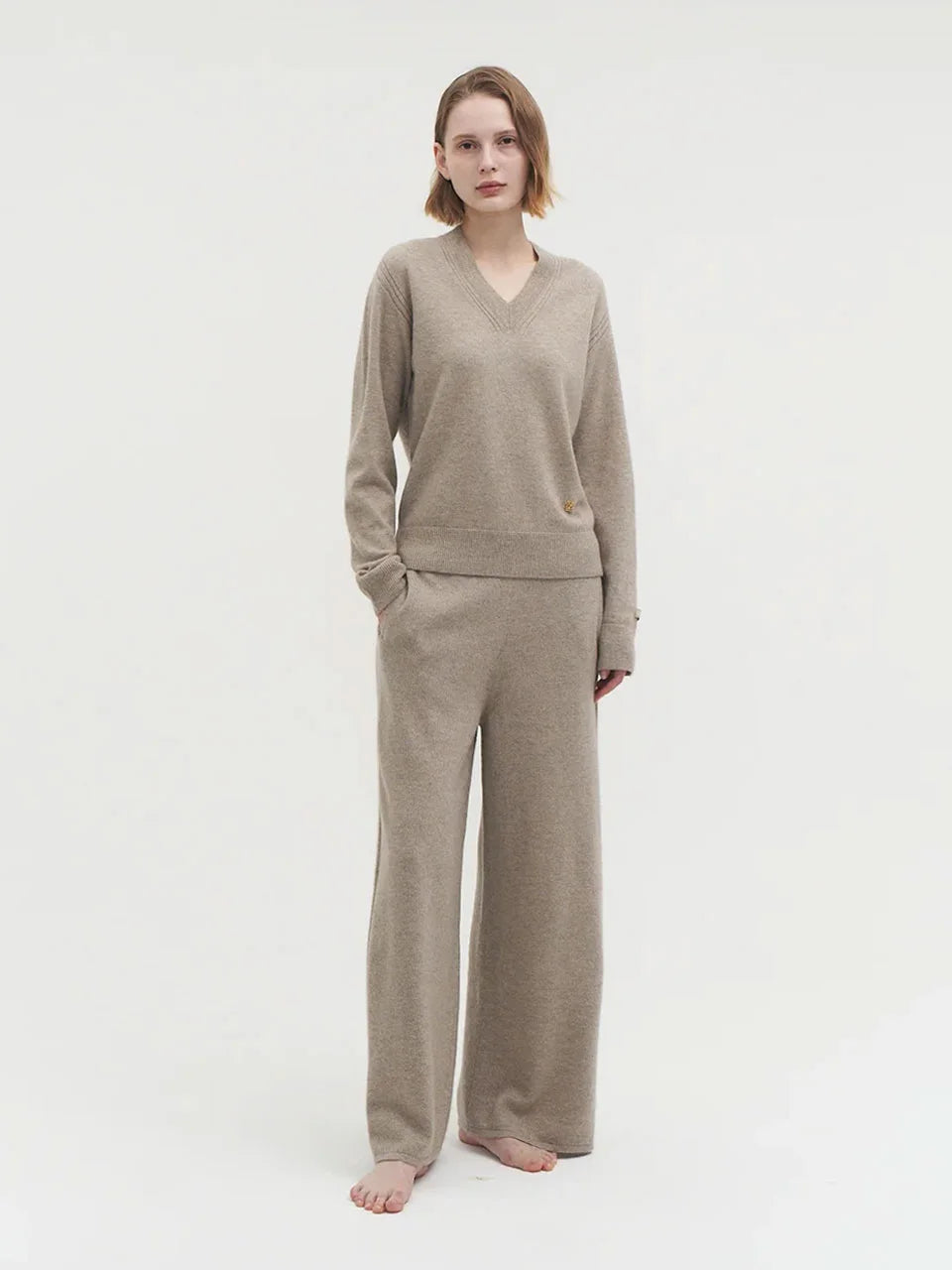 Anouk vneck sweater natural beige - fasfas