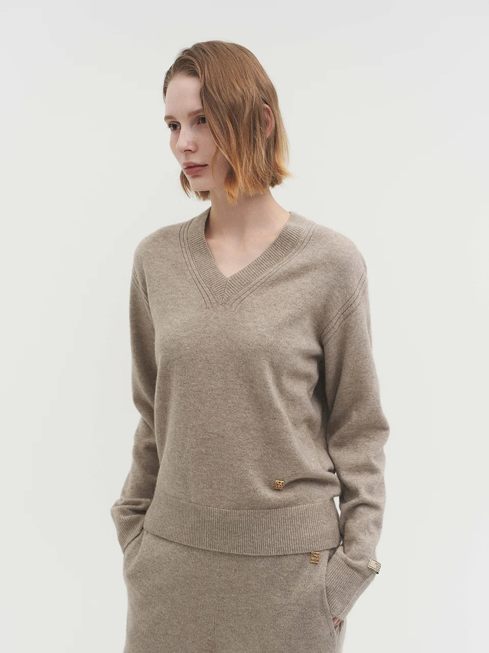 Anouk vneck sweater natural beige - fasfas