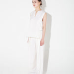 Eva deep v-neck top ivory - fasfas