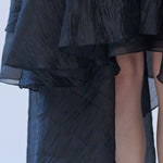Asymmetric 3-tiered long skirt black - fasfas