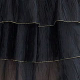 Asymmetric 5-tiered long skirt black - fasfas