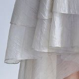 Asymmetric 3-tiered long skirt khaki - fasfas